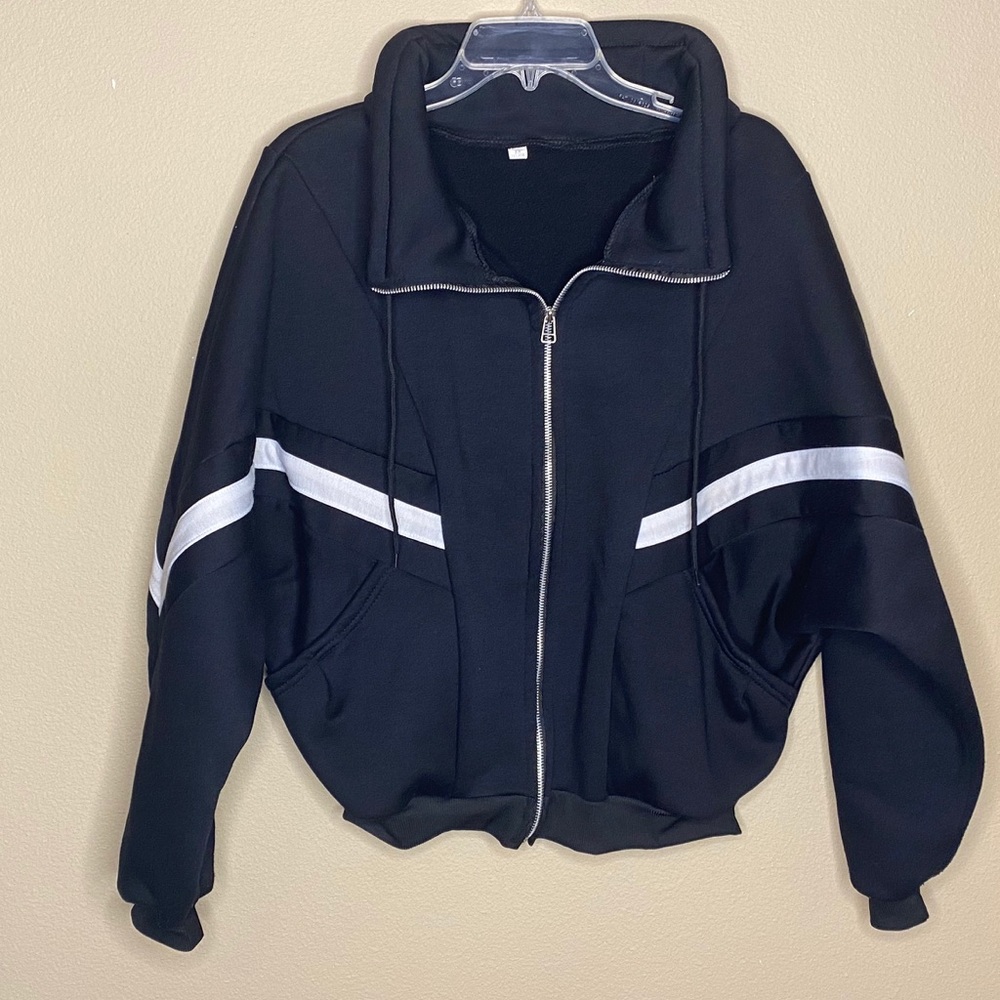 black over-sized athletic jacket